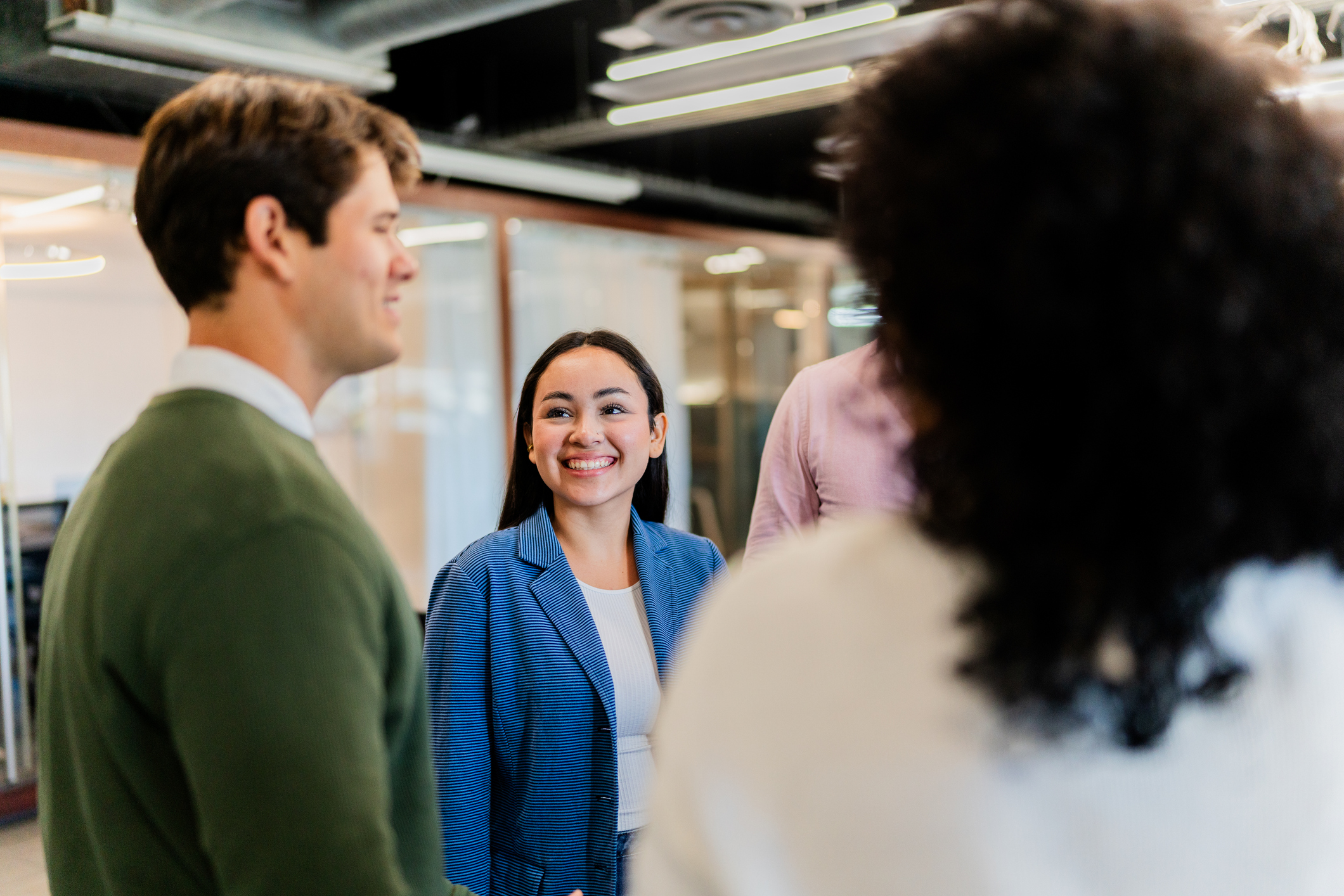 a group of people in a room