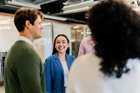 a group of people in a room