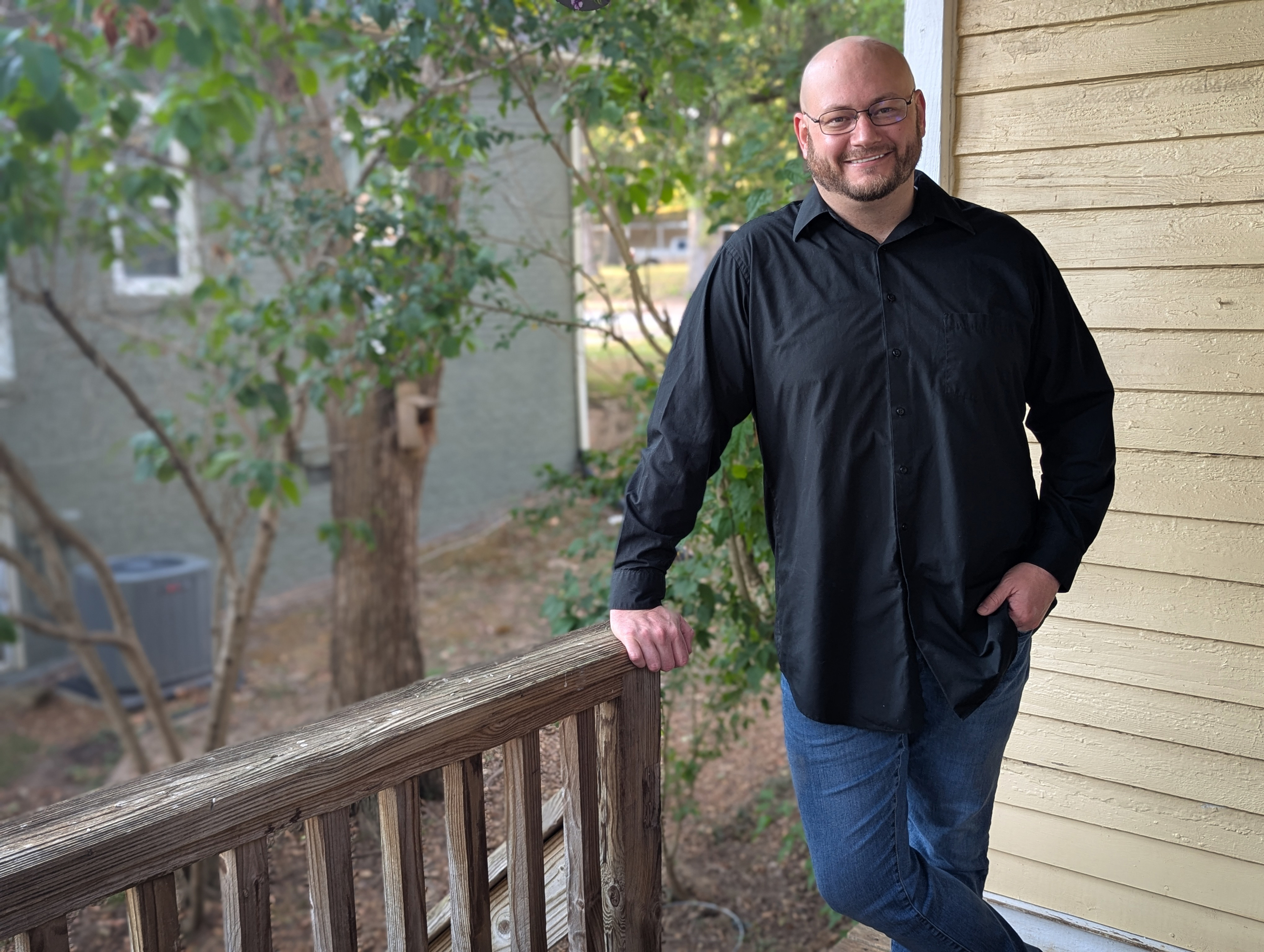 a person standing on a porch
