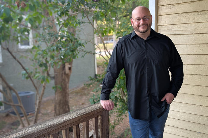 a person standing on a porch