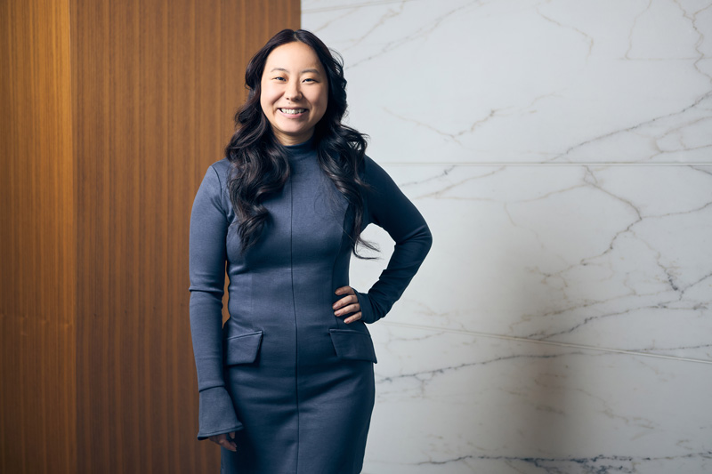 a person in a blue dress