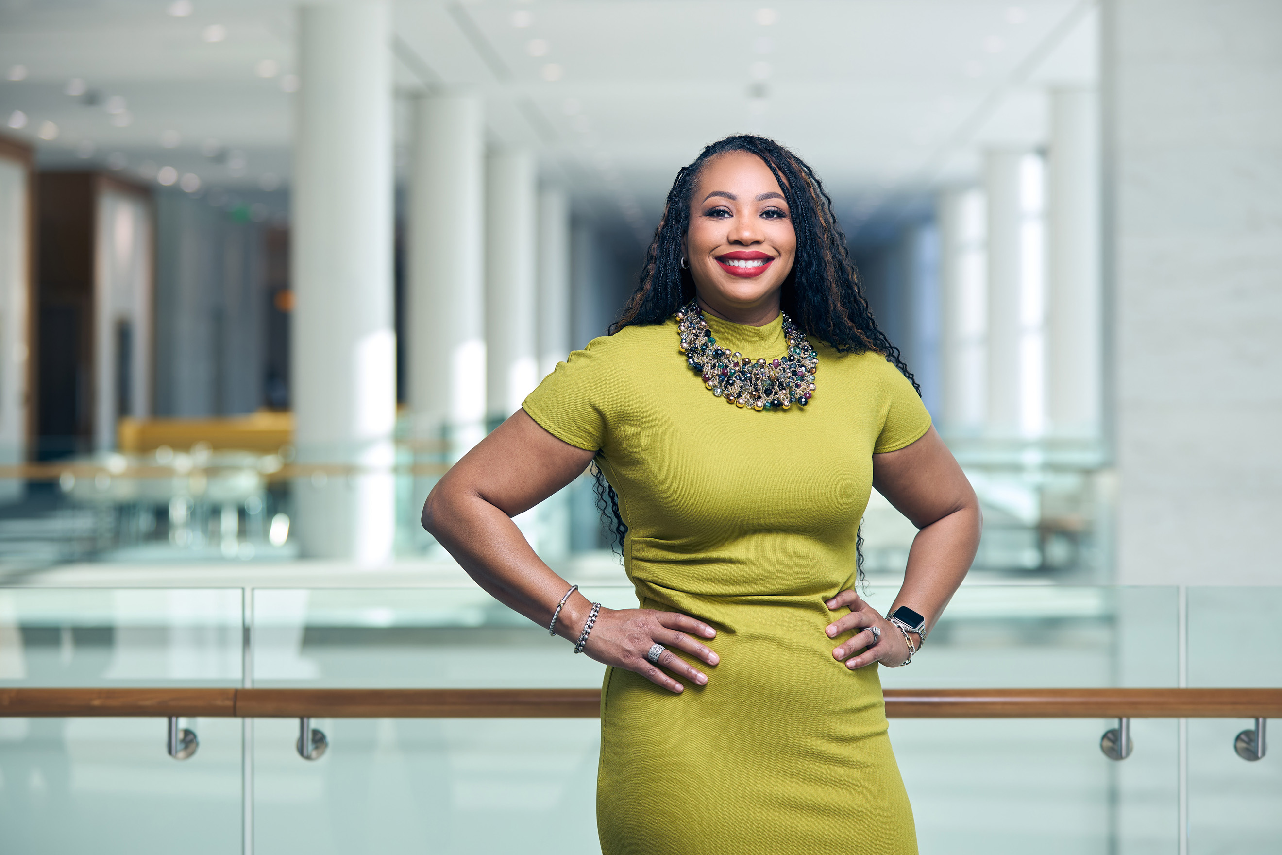 a person in a green dress