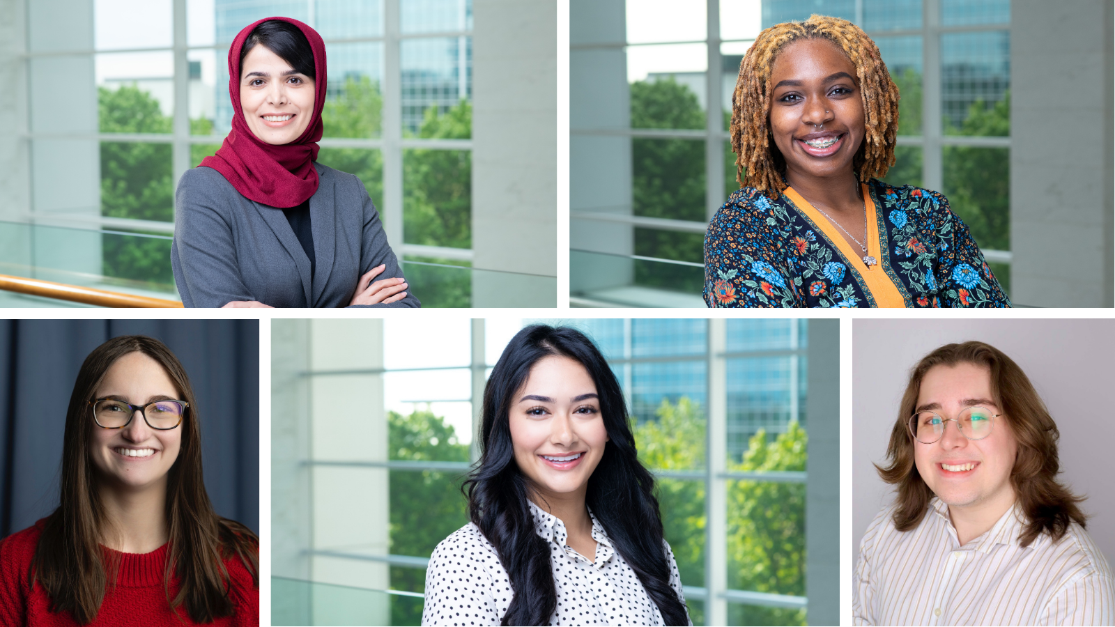 a collage of women smiling