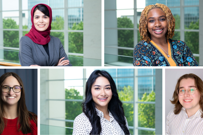 a collage of women smiling