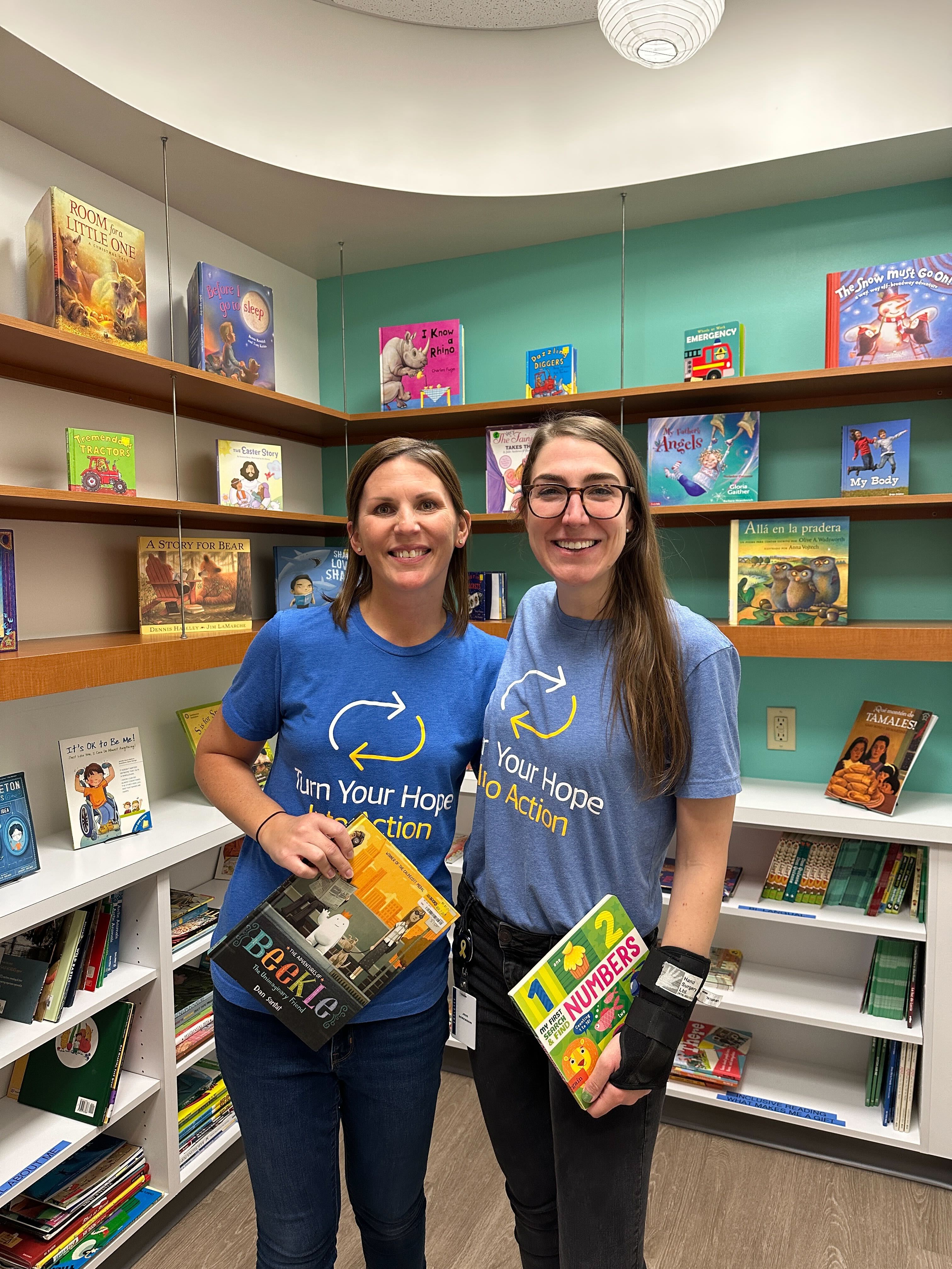 two women in a library