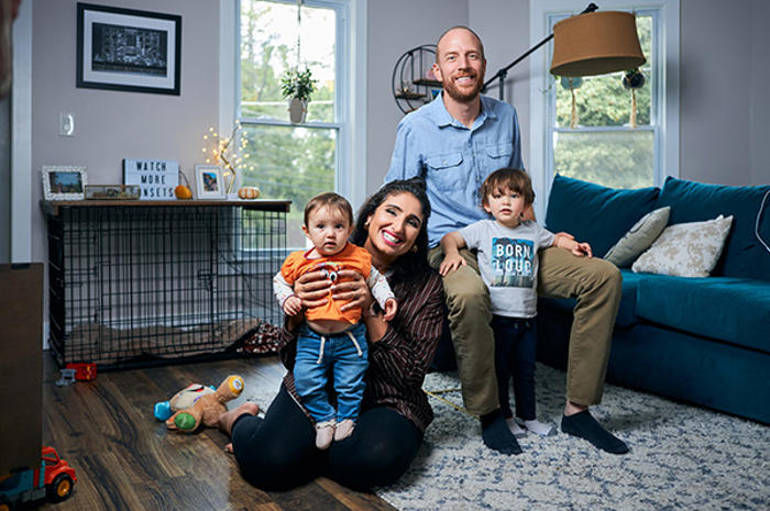 a family posing for a picture