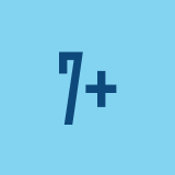 a blue number with a plus symbol